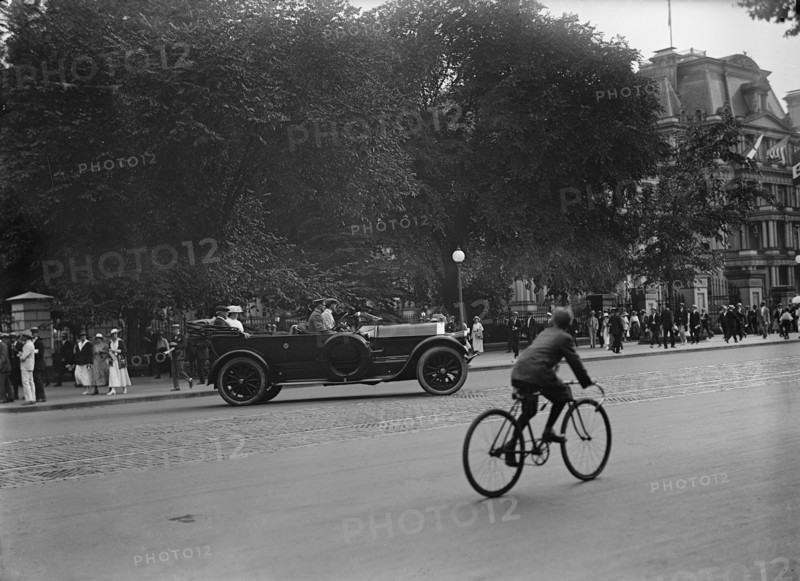 Woodrow Wilson And Wife Leaving The White House, Washington, D.C., 1917 or 1918.