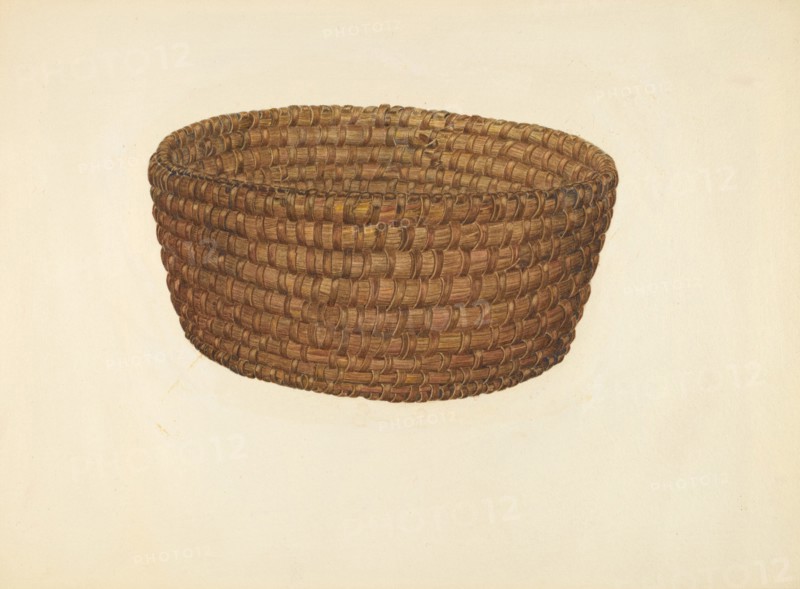 Hickory Bark and Oat Straw Basket, c. 1940.