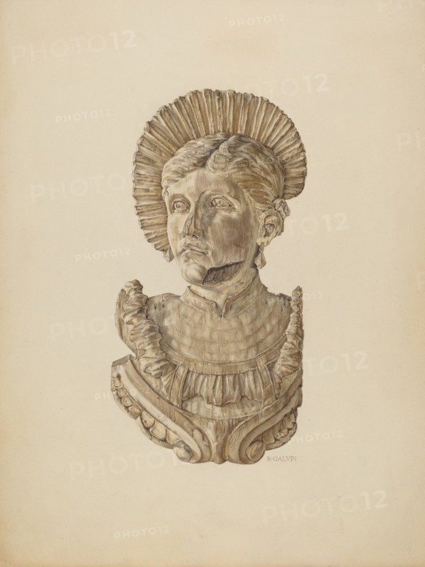 Head from Barnum Circus Wagon, c. 1937.