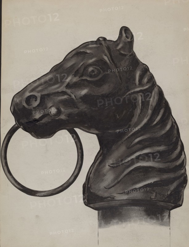 Horse Head Hitching Post, c. 1936.
