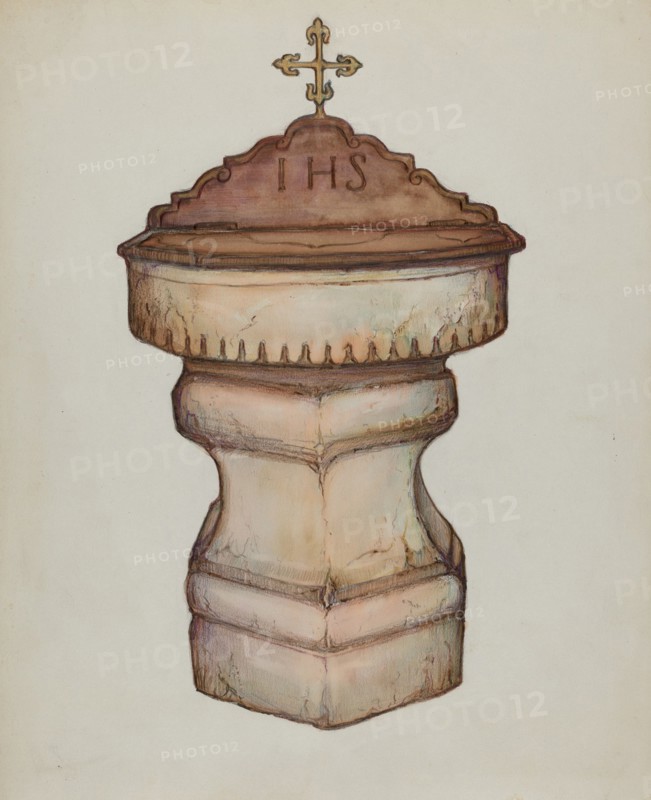 Baptismal Font with Top, c. 1936.