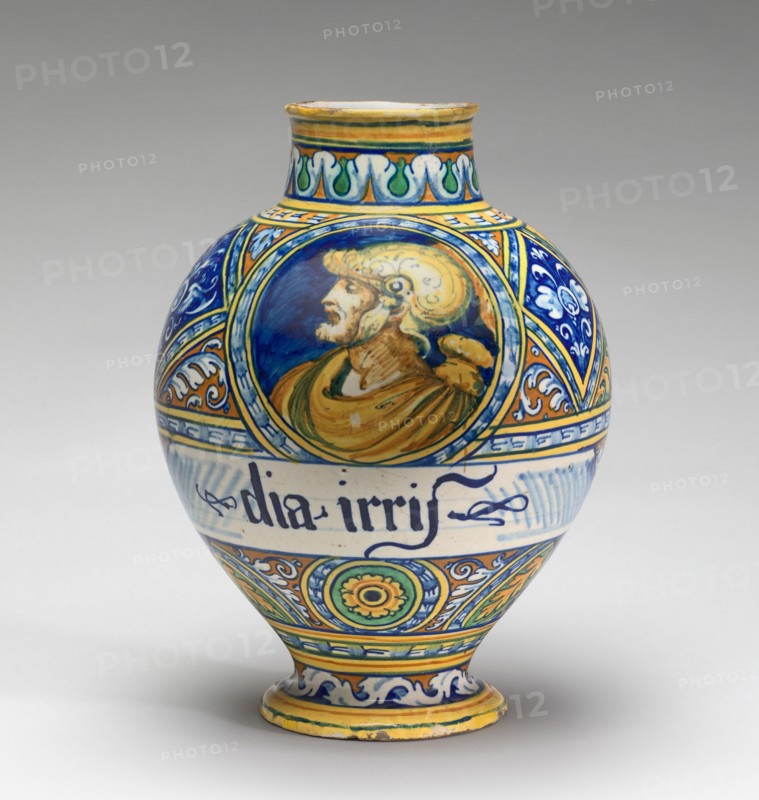 Drug jar with the head of a warrior, c. 1540/1550.