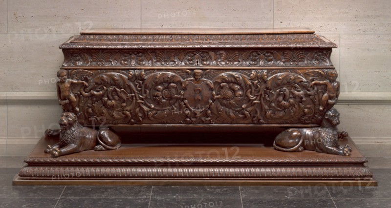 Walnut Cassone made for Strozzi Family, first half 16th century.