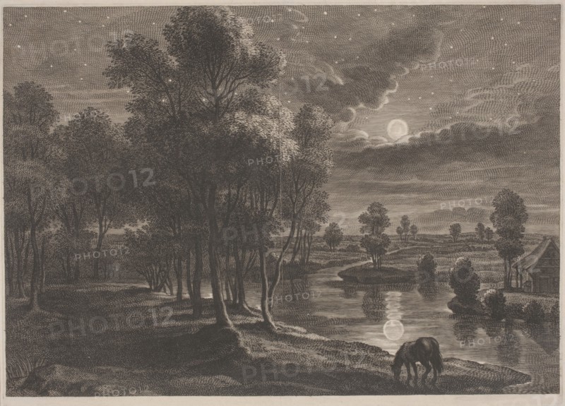 Moonlit River Landscape.