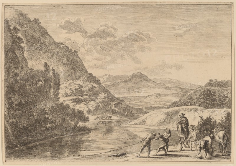 Fishermen at the Tiber, near the Soracte.