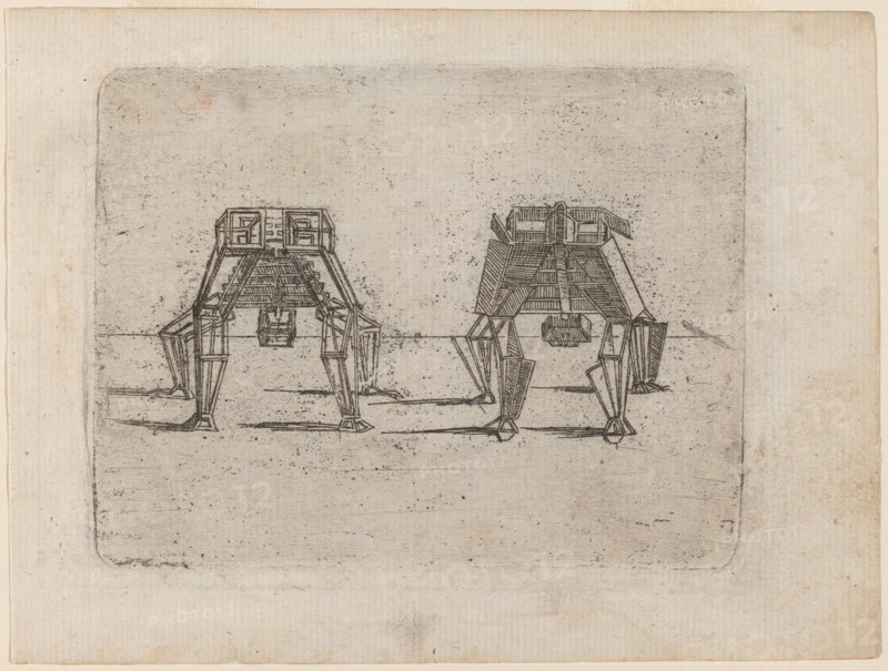 Two Cubic Figures with Their Hands on the Ground, 1624.