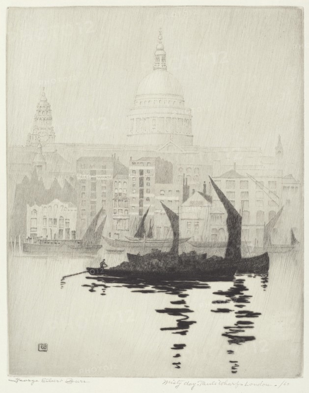 Misty Day, Paul's Wharf, London, c. 1928.