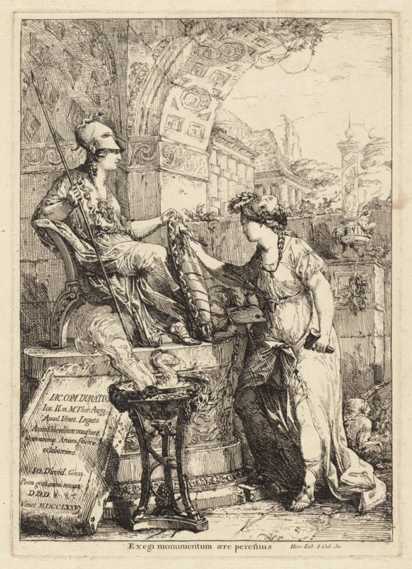 Exegi Monumentum (Art Inscribing Minerva's Shield), 1775.