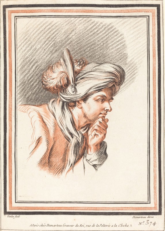 Head of a Man Wearing a Plumed Turban, 1772.