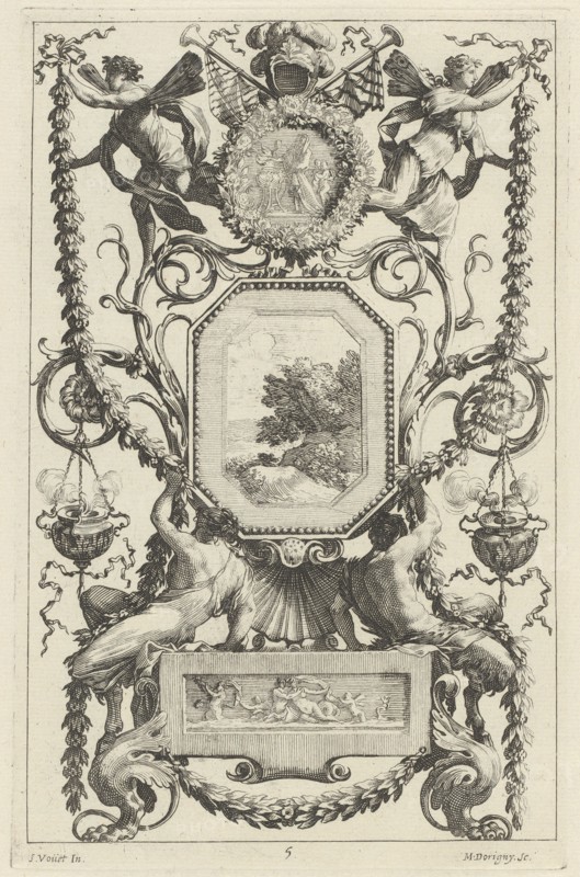 Ornamental Panel Surmounted by a Medallion with a Sacrifice, 1647.