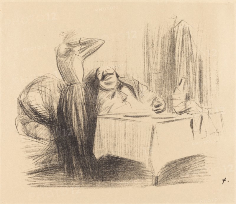 Scene in a Private Room (horizontal plate), c. 1905.