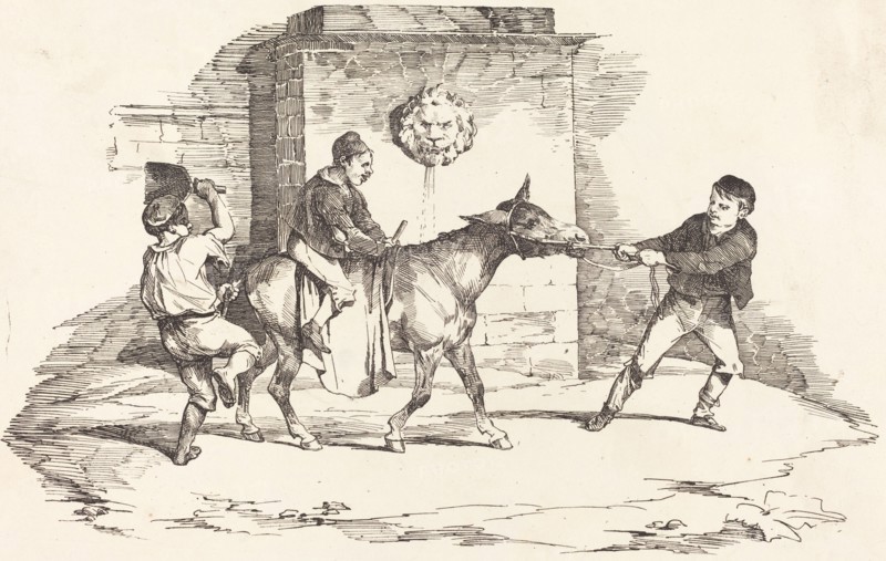 Three Children Playing with a Donkey (Trois enfants jouant avec un ane), 1820.