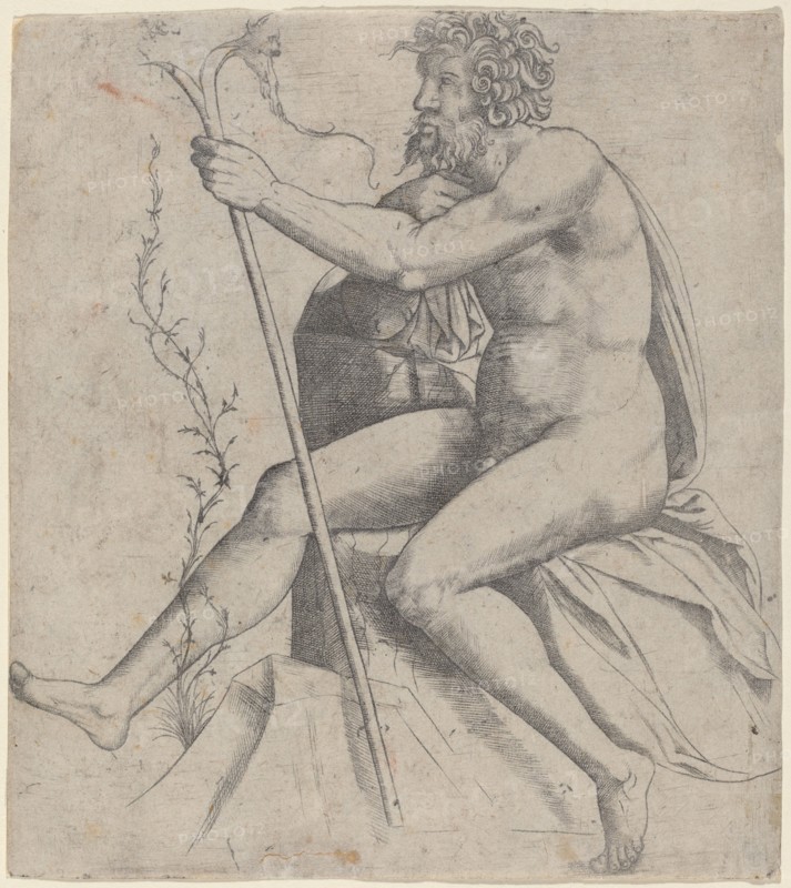 Man Seated Holding a Forked Staff, c. 1514/1515.