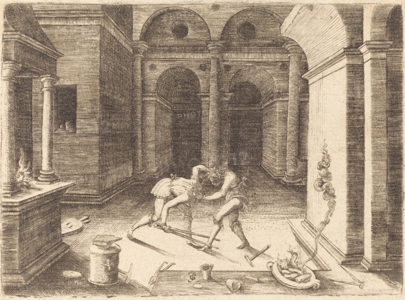 Two Apprentices Fighting.