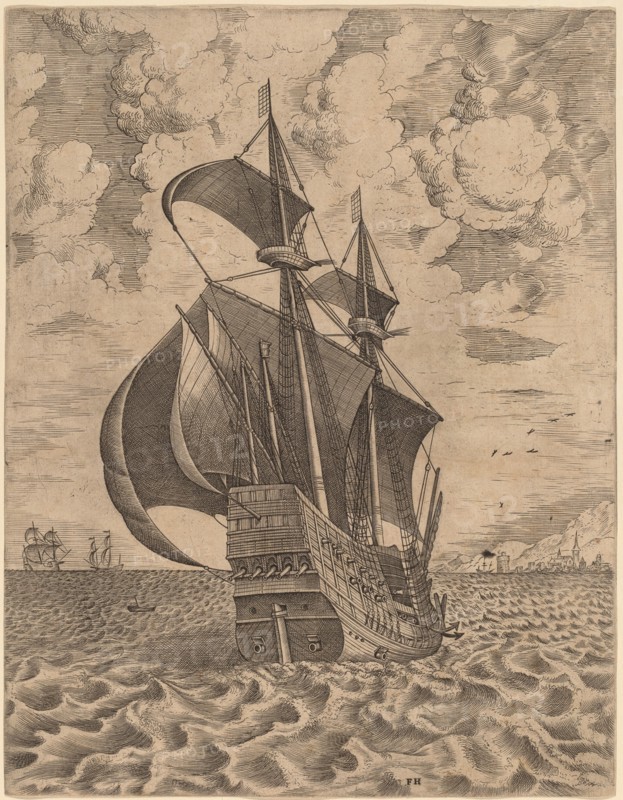 Armed Four-Master Sailing towards a Port, 1565.