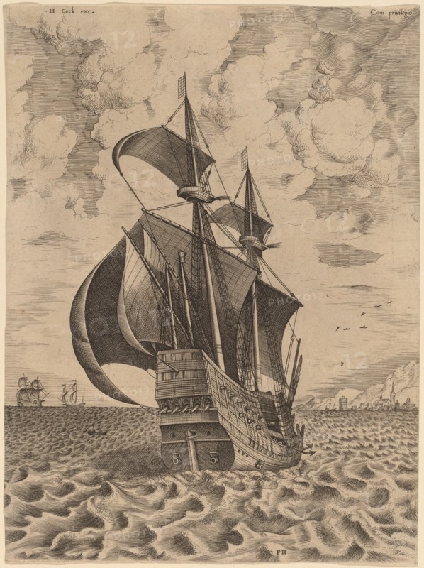 Armed Four-Master Sailing towards a Port, 1565.