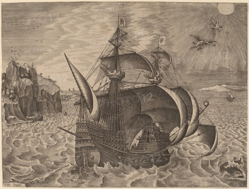 Armed Three-Master with Daedalus and Icarus in the Sky, 1565.