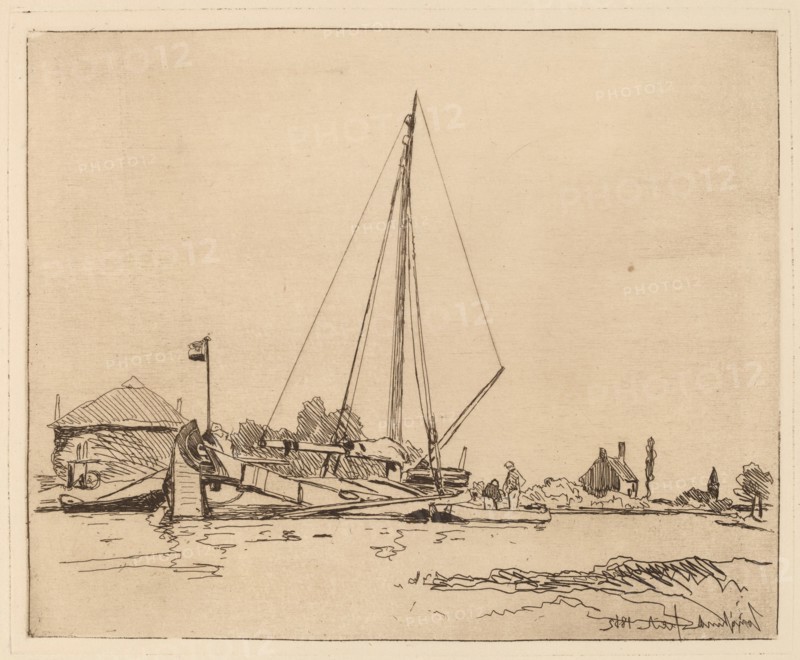 The Moored Boat (La Barque amarree), 1862.