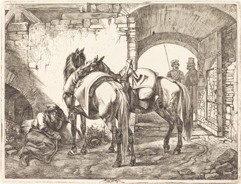 Cossack Horses in a Courtyard, 1818.