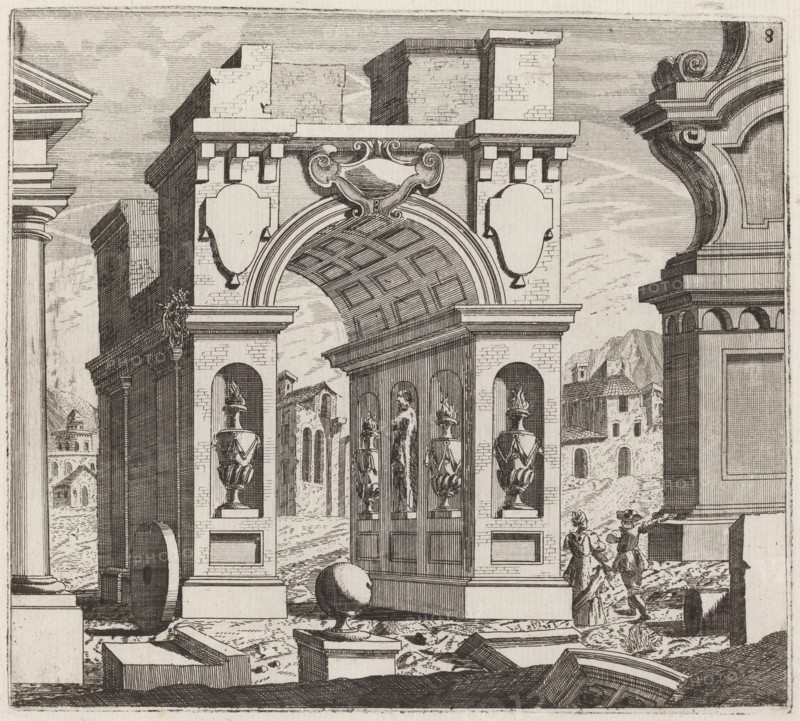 Architectural Fantasy with a Triumphal Arch, before 1753.