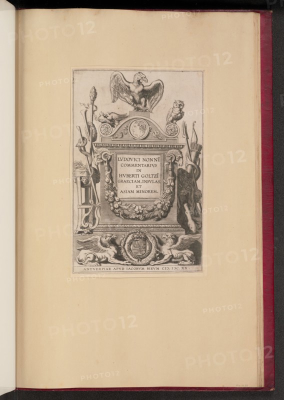 Title Page for Ludovicus Nonnius, Commentarius in Huberti Goltzi Graeciam, Insulas, et Asiam Minorem, 1620.