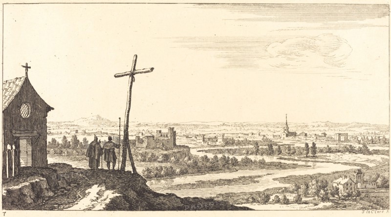 Landscape with Church and Town in Distance, 1673. Creator: Sebastien Le Clerc.