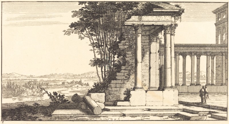 Landscape with Classical Ruins, 1673. Creator: Sebastien Le Clerc.