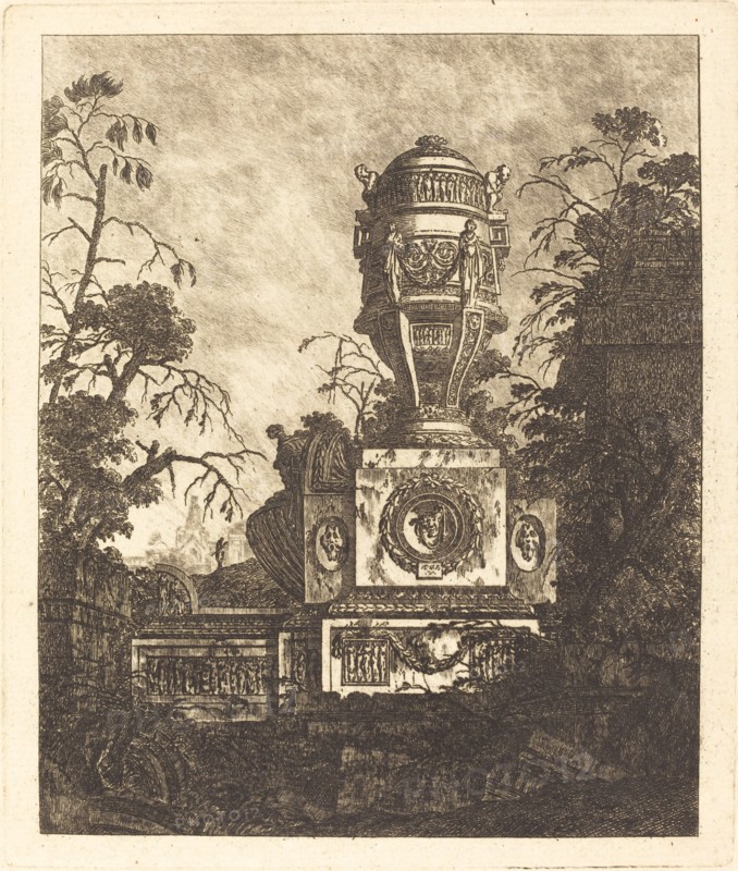 Vase Supported by a Base with Three Grotesque Faces, 1768.