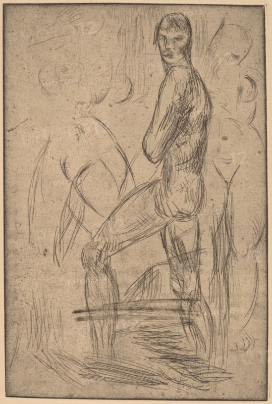 Standing Male Nude and Two Female Nudes, 1914.