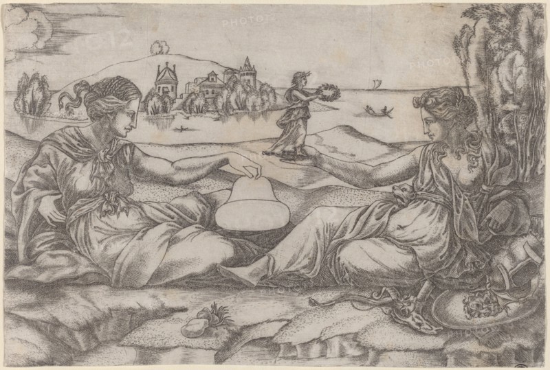 Two Allegorical Figures (Roma and Liberty?).
