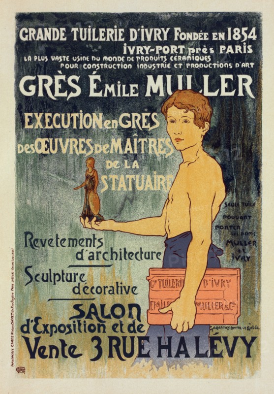 Affiche pour la "Grande Tuilerie d'Ivry" (Usine Émile Muller)., c1898. [Publisher: Imprimerie Chaix; Place: Paris]
