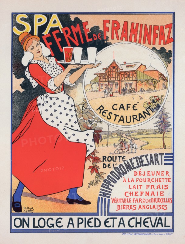 Affiche belge pour la "Ferme de la Frahinfaz"., c1896. [Publisher: Imprimerie Chaix; Place: Paris]