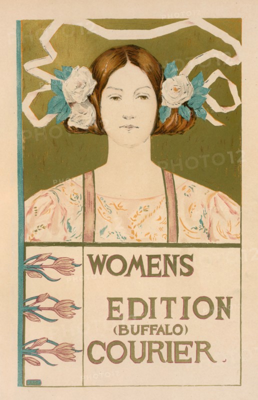 Affiche américaine pour la 'Women's edition Buffalo Courier', c1897. [Publisher: Imprimerie Chaix; Place: Paris]