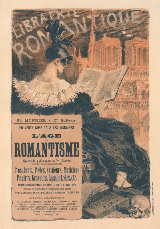 Affiche pour la "Librairie Romantique"., c1896. [Publisher: Imprimerie Chaix; Place: Paris]