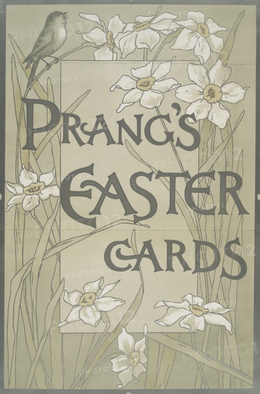 Poster with the words 'Prang's Easter cards' and depicting flowers and birds., c1865 - 1899. Creator: Louis Prang.