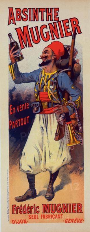 Affiche pour l' "Absinthe Mugnier"., c1898. [Publisher: Imprimerie Chaix; Place: Paris]
