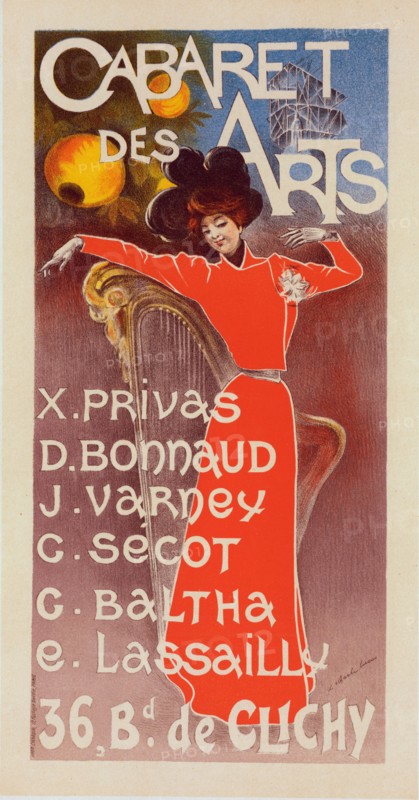 Affiche pour le "Cabaret des Arts"., c1900. [Publisher: Imprimerie Chaix; Place: Paris]