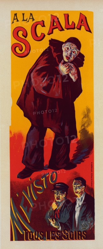Affiche pour les représentations de "Mévisto" à la Scala., c1898. [Publisher: Imprimerie Chaix; Place: Paris]