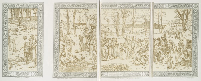 Affiche pour l'Union pour l'Action morale, "l'Enfance de Sainte Geneviève"., c1897. Creator: Pierre Puvis de Chavannes.
