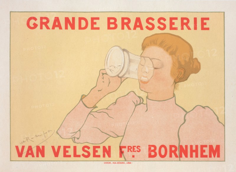 Affiche belge. "Grande Brasserie Van Velsen frères. Bornhem"., c1896. [Publisher: Imprimerie Chaix; Place: Paris]