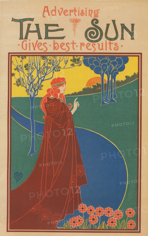 Affiche américaine pour le journal "The Sun", publié à New-York, c1896. [Publisher: Imprimerie Chaix; Place: Paris]