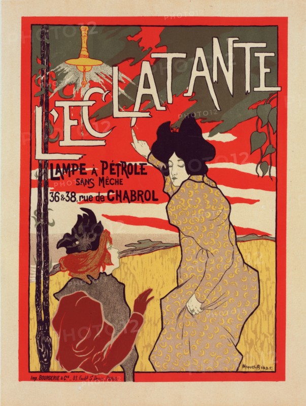 Affiche pour la Lampe à Pétrole "l'Éclatante"., c1898. [Publisher: Imprimerie Chaix; Place: Paris]