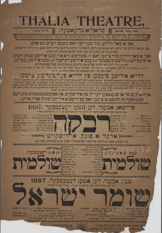 Rivkeh, oder a funk Idishkeyt, c1897. Creator: Thalia Theatre.