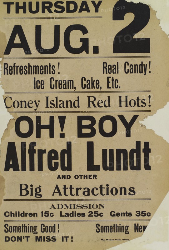 Poster for August 2, 1910 stage production Oh! Boy starring Alfred Lunt., 1910.