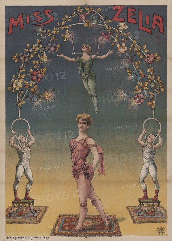 Publicity poster of aeralist Miss Zélia, c1890 - 1900. Creator: Unknown.
