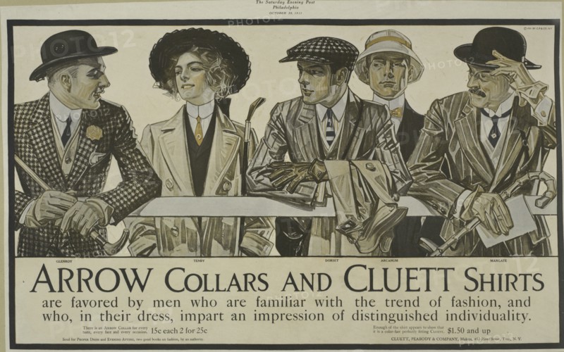 Arrow collars and Cluett shirts, c1895 - 1917.