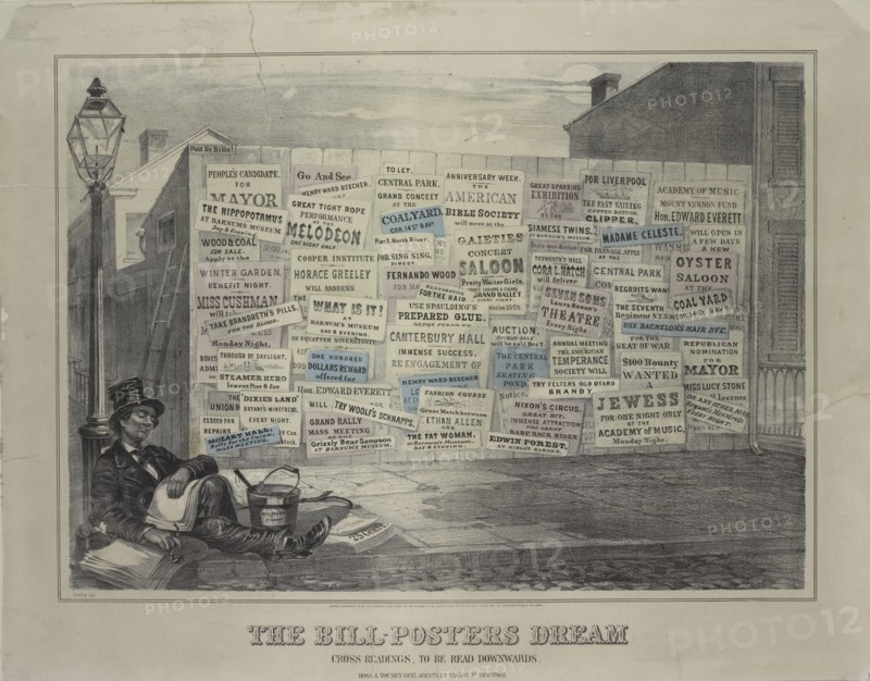 The bill-poster's dream, c1862.   Additional Title(s): Cross readings to be read downwards.