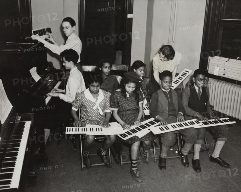 Music classes, keyboards and piano, 1938.