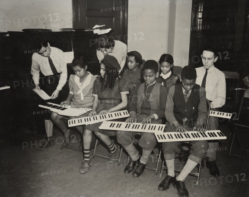 Music classes, keyboards, 1938.