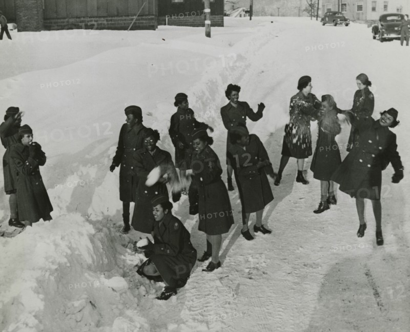 African American members of the Women's Army Corps standing in the snow and..., New York, 1946. Creator: Unknown.